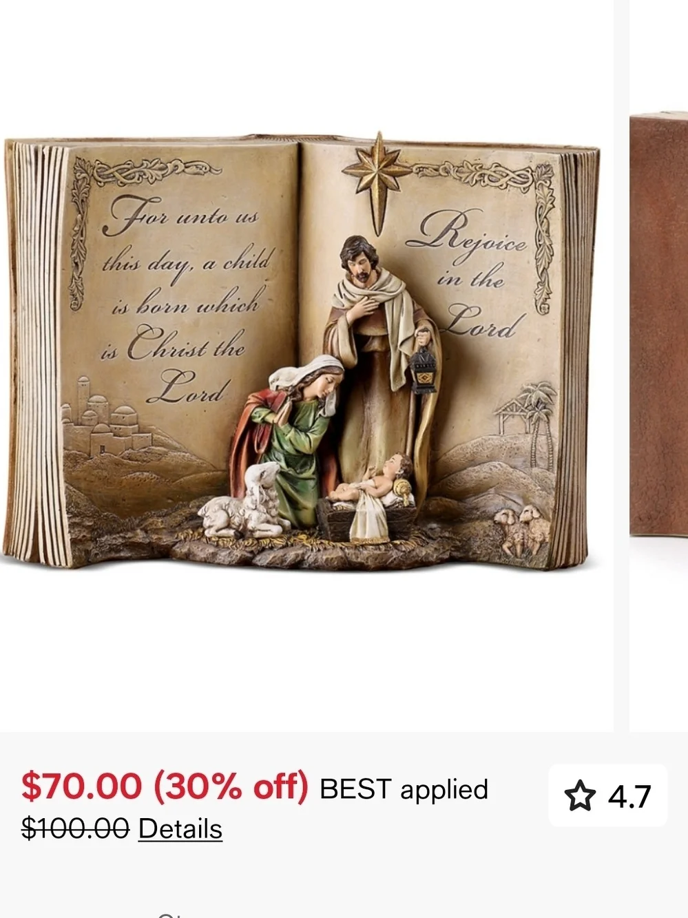 Book-Style Nativity Sculpture - Green and Gold Holiday Décor